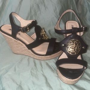 SODA black wedge sandals